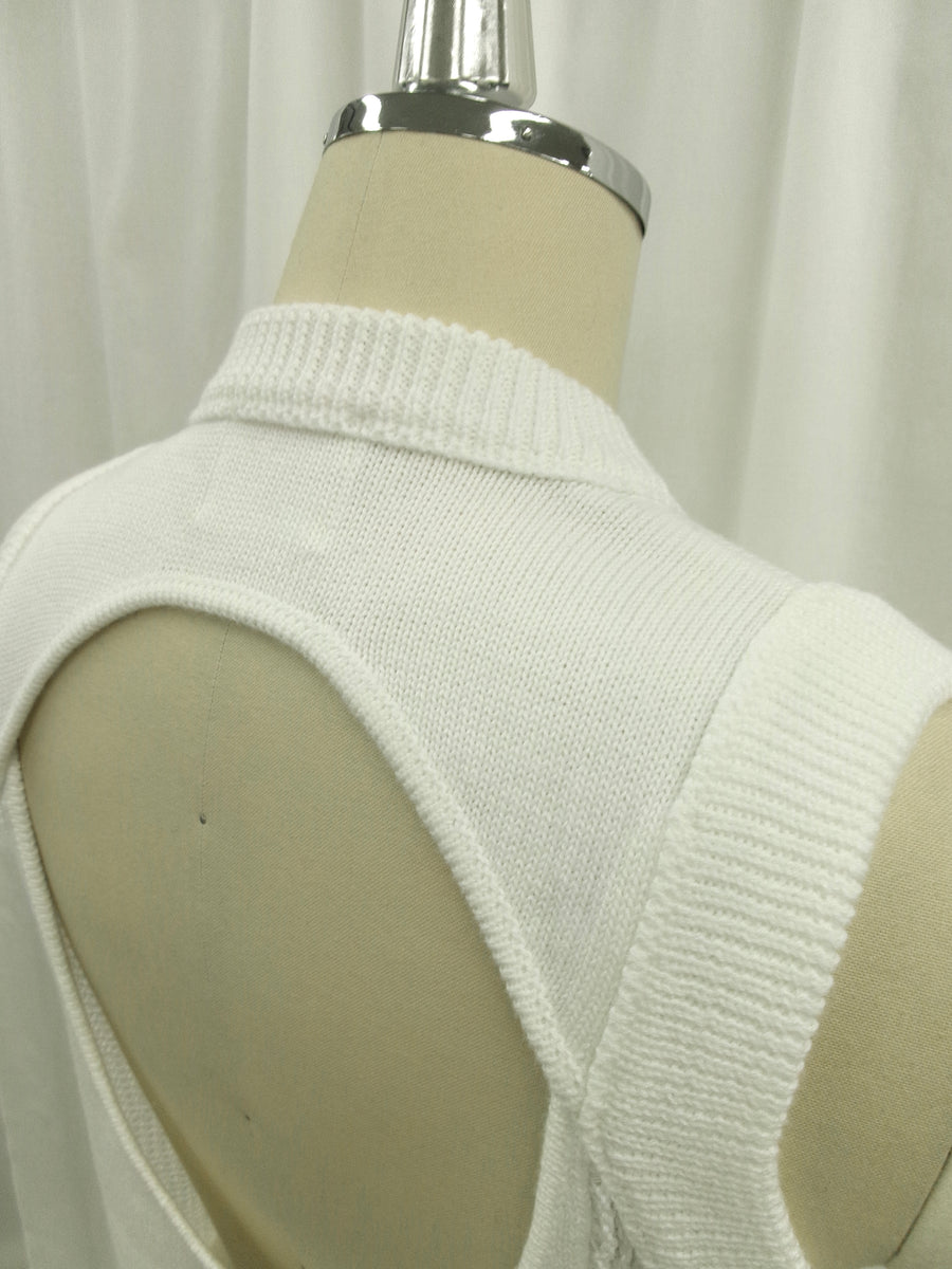 Back Hole Knit Tops