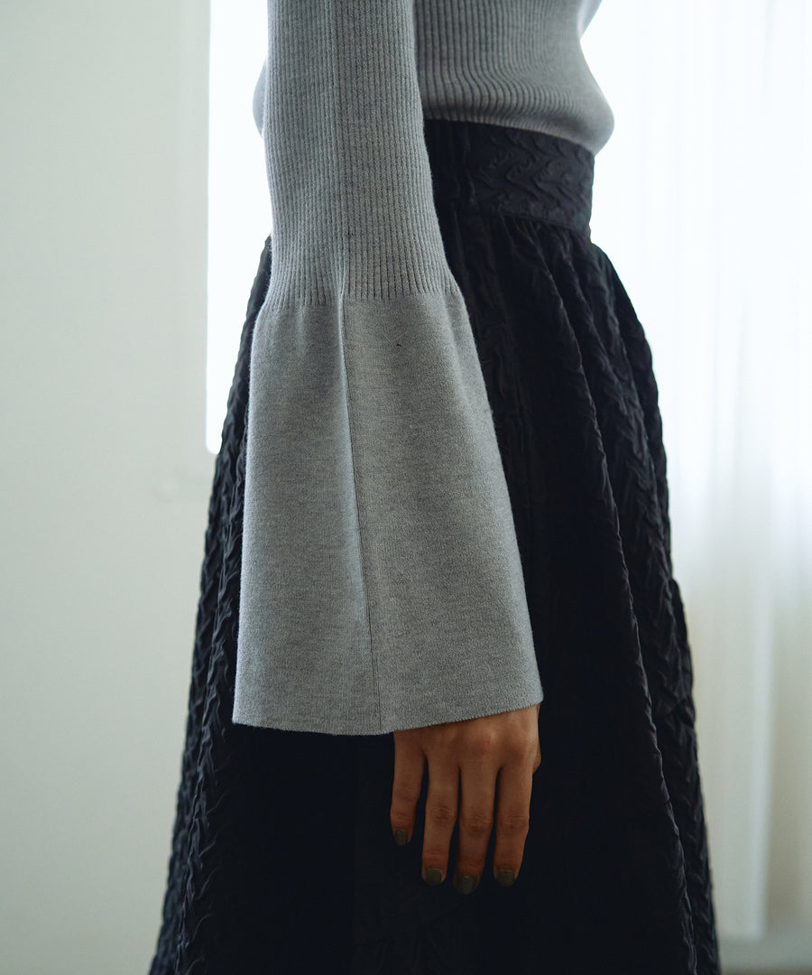 Flare sleeve Rib knit Pullover