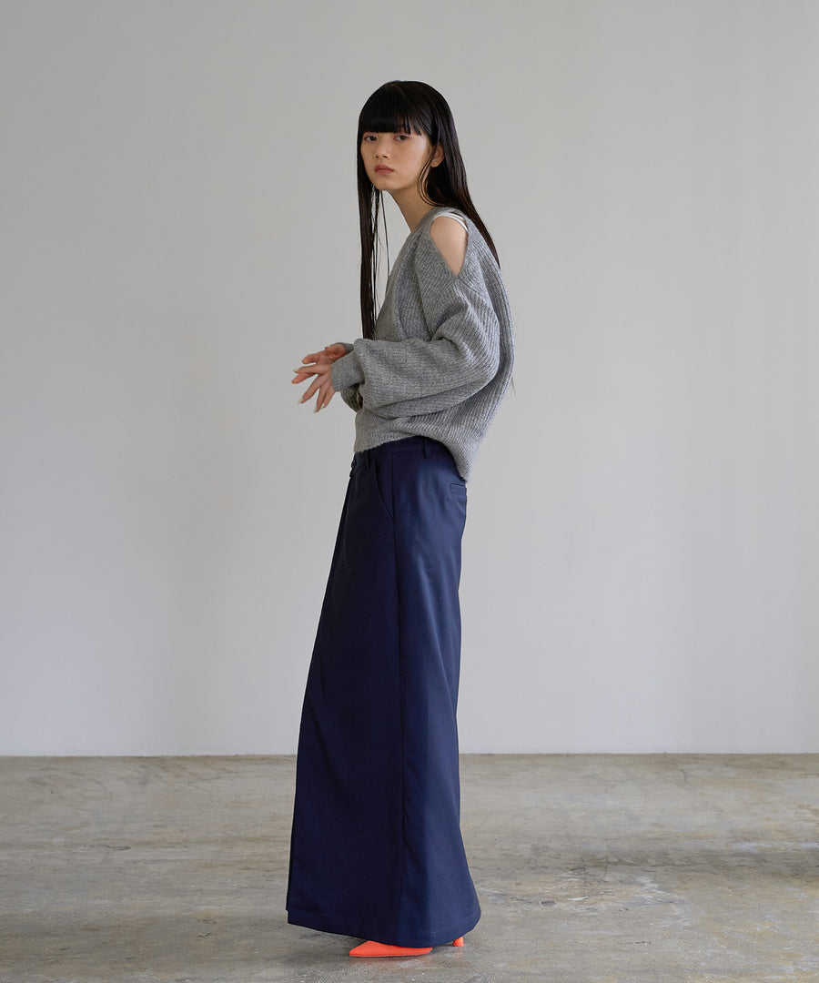 Mohair like Open shoulder Knit pullover