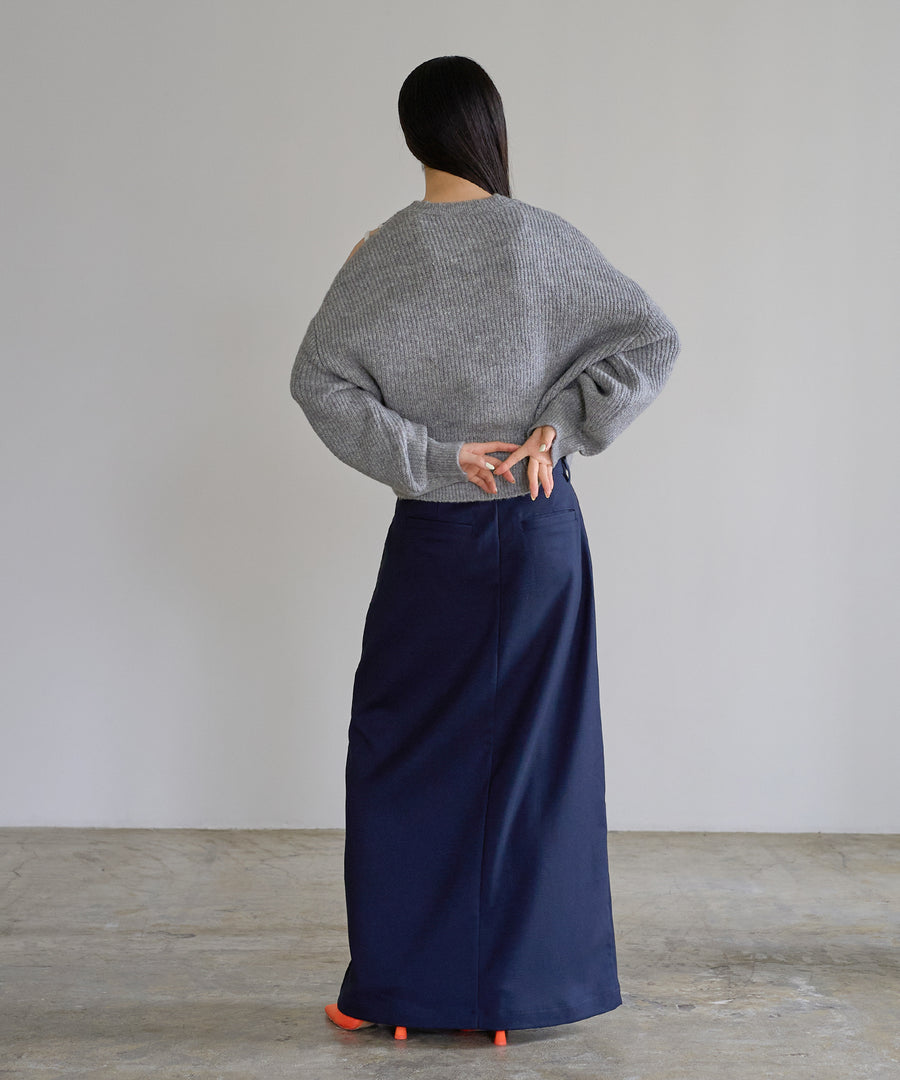 Mohair like Open shoulder Knit pullover