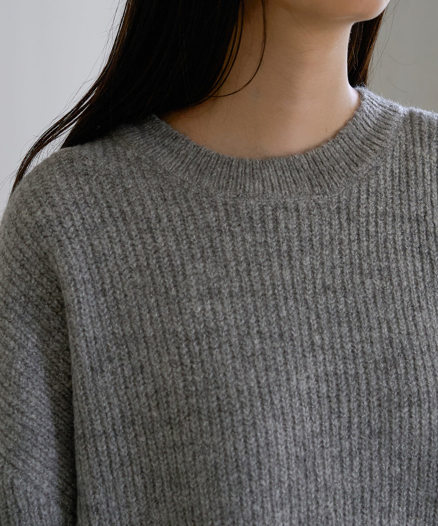 Mohair like Open shoulder Knit pullover