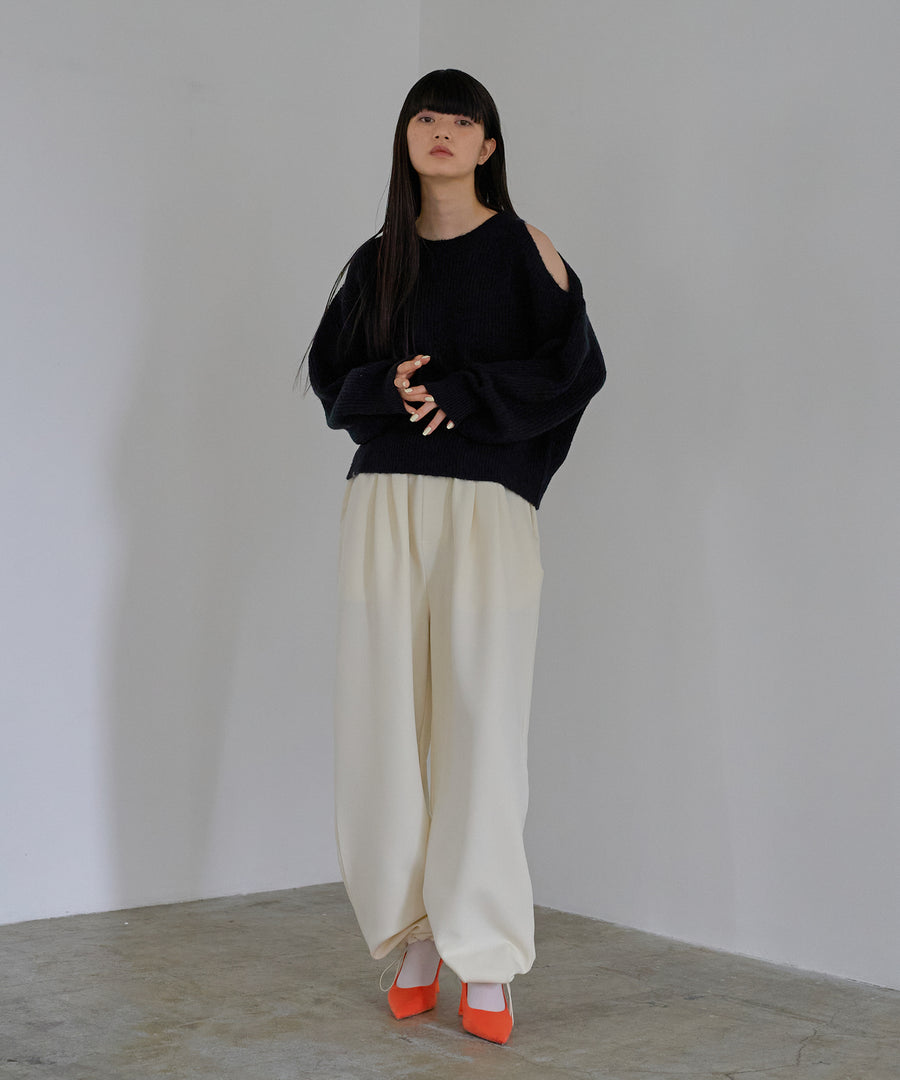 Mohair like Open shoulder Knit pullover