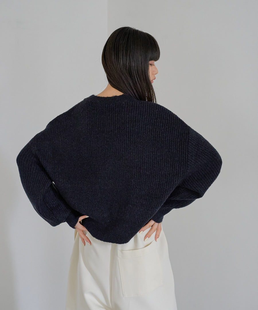 Mohair like Open shoulder Knit pullover