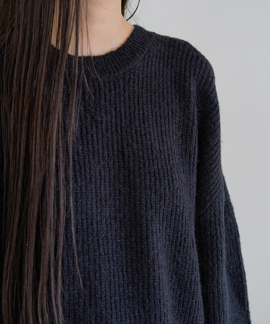 Mohair like Open shoulder Knit pullover