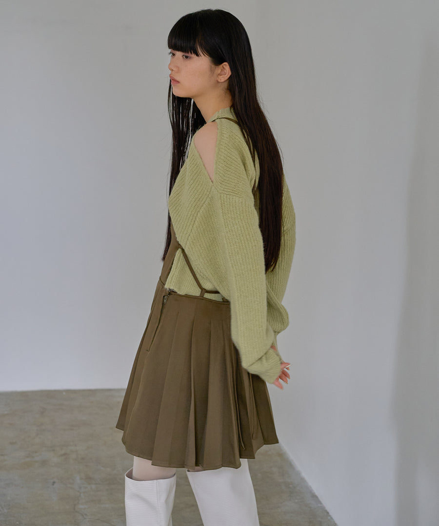 Mohair like Open shoulder Knit pullover