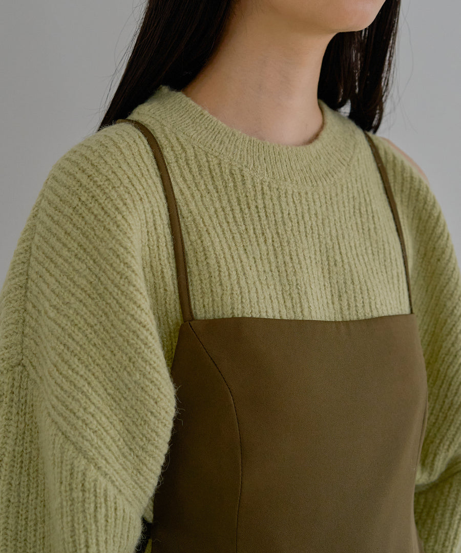 Mohair like Open shoulder Knit pullover