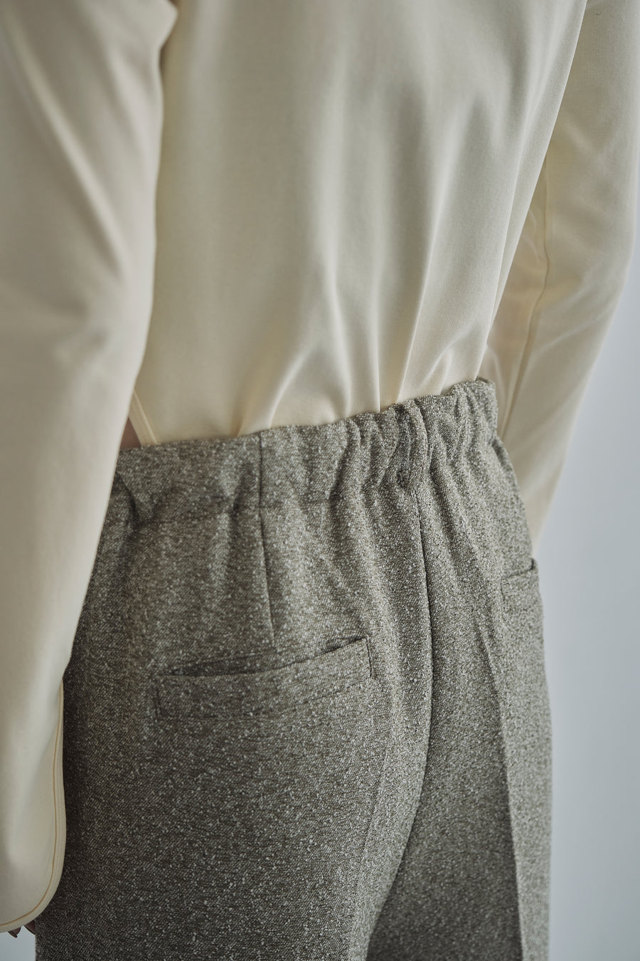 Belt Skirt Layered Nep Tuck Pants