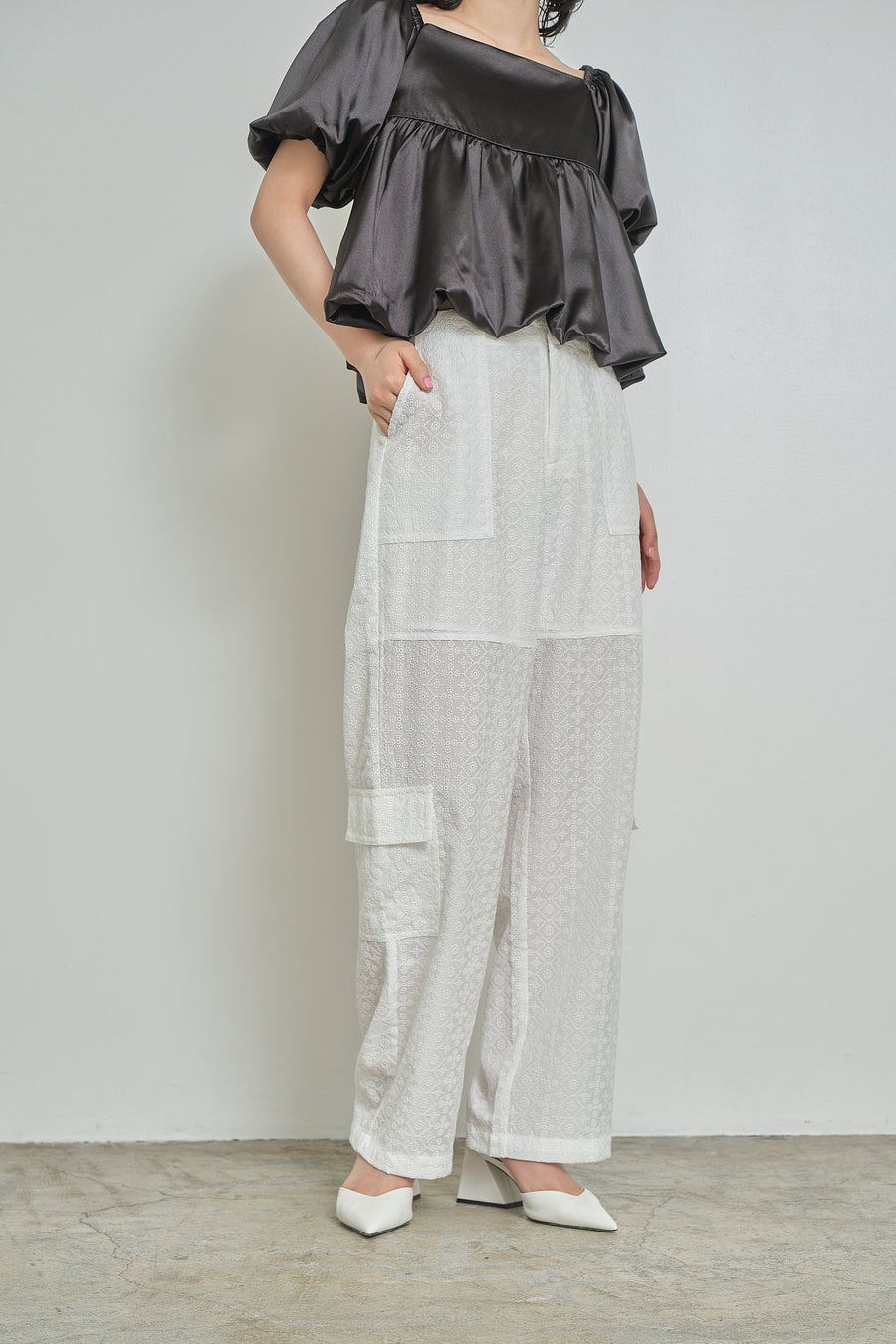 Embroidery Lace Cargo Pants