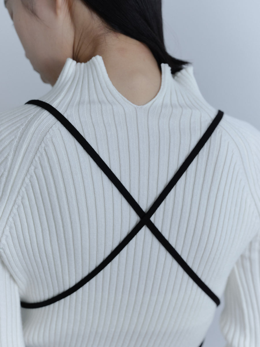 High Neck Rib Knit Tops