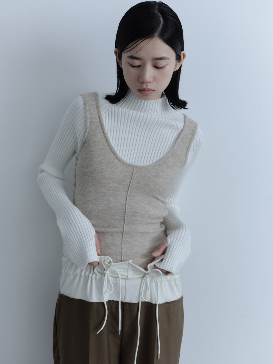 High Neck Rib Knit Tops