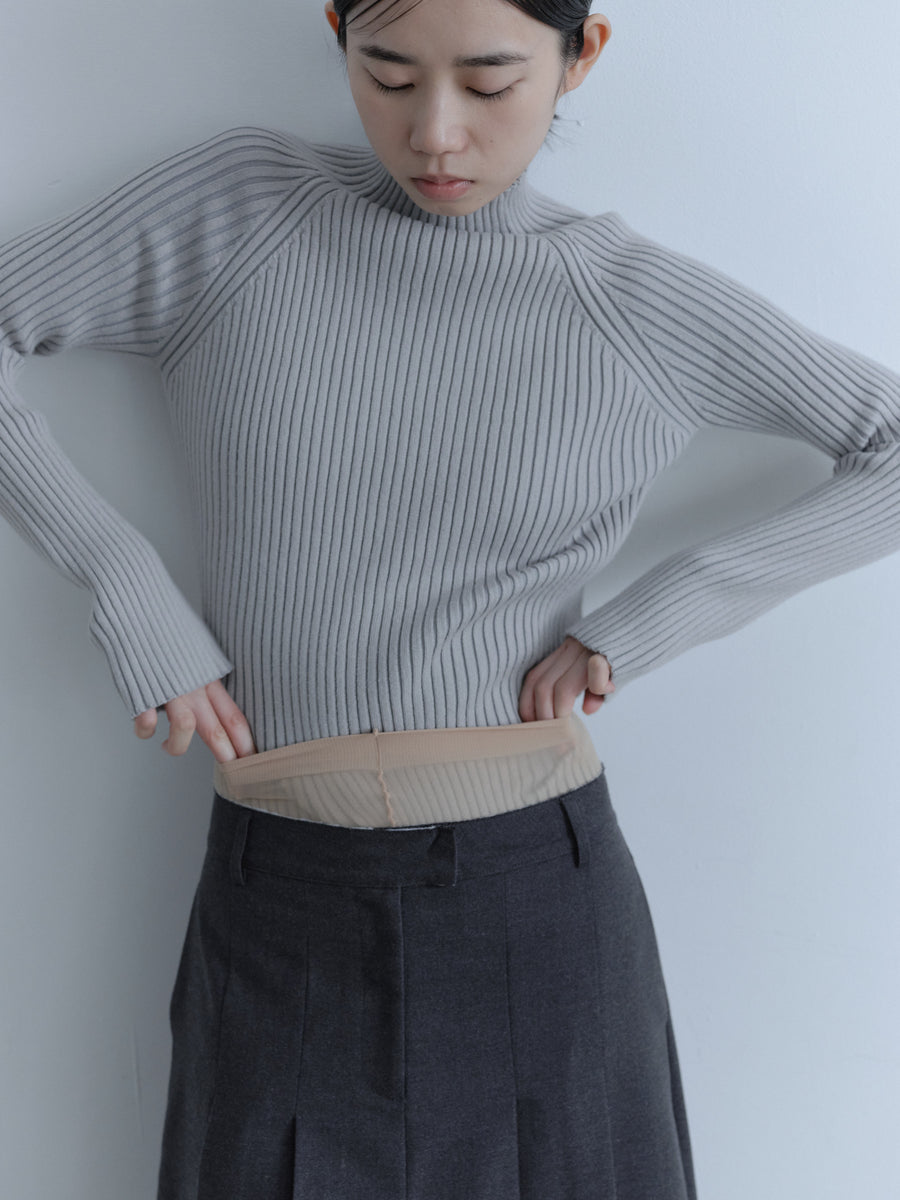 High Neck Rib Knit Tops