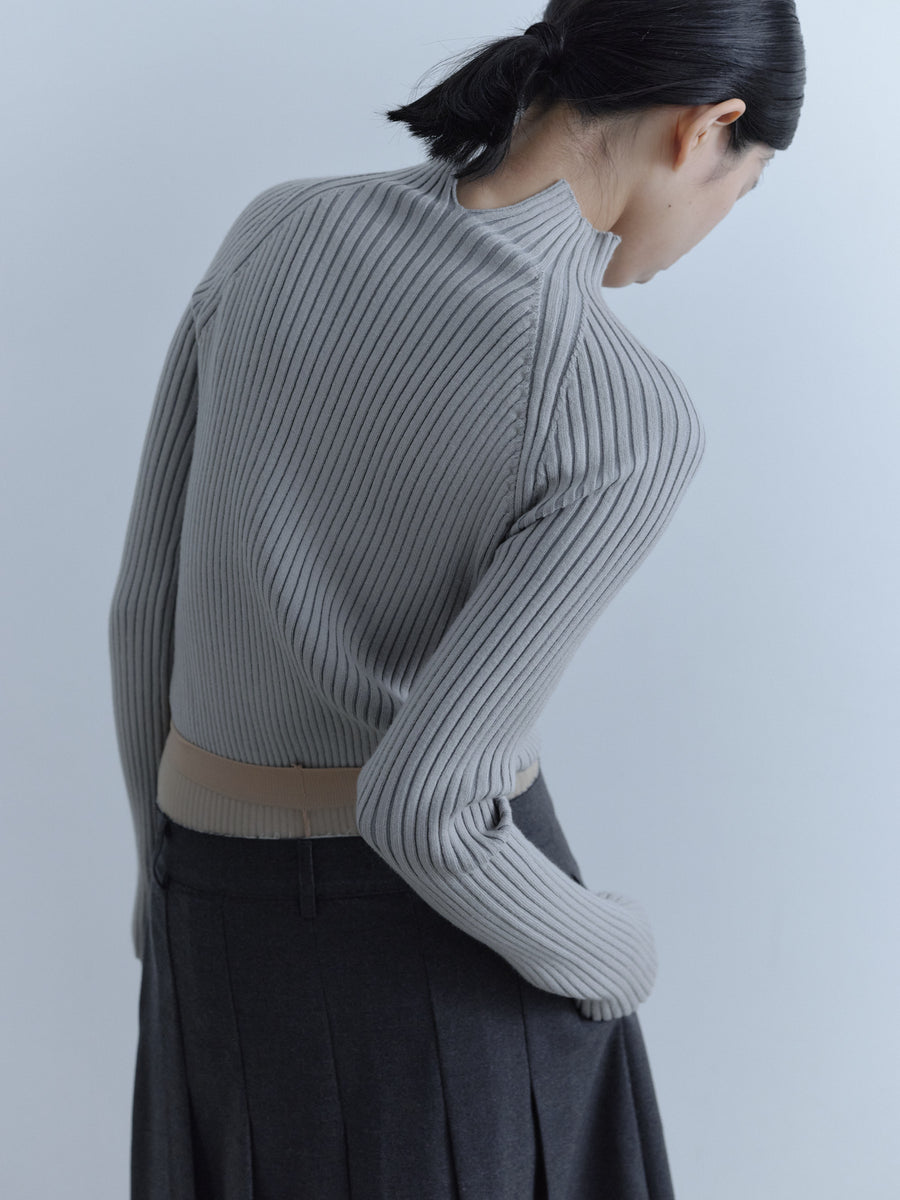 High Neck Rib Knit Tops