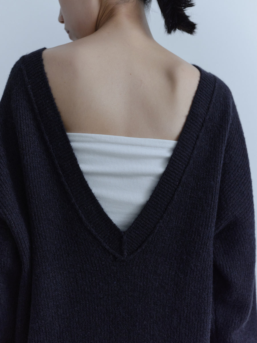 Double Strap V Neck Knit