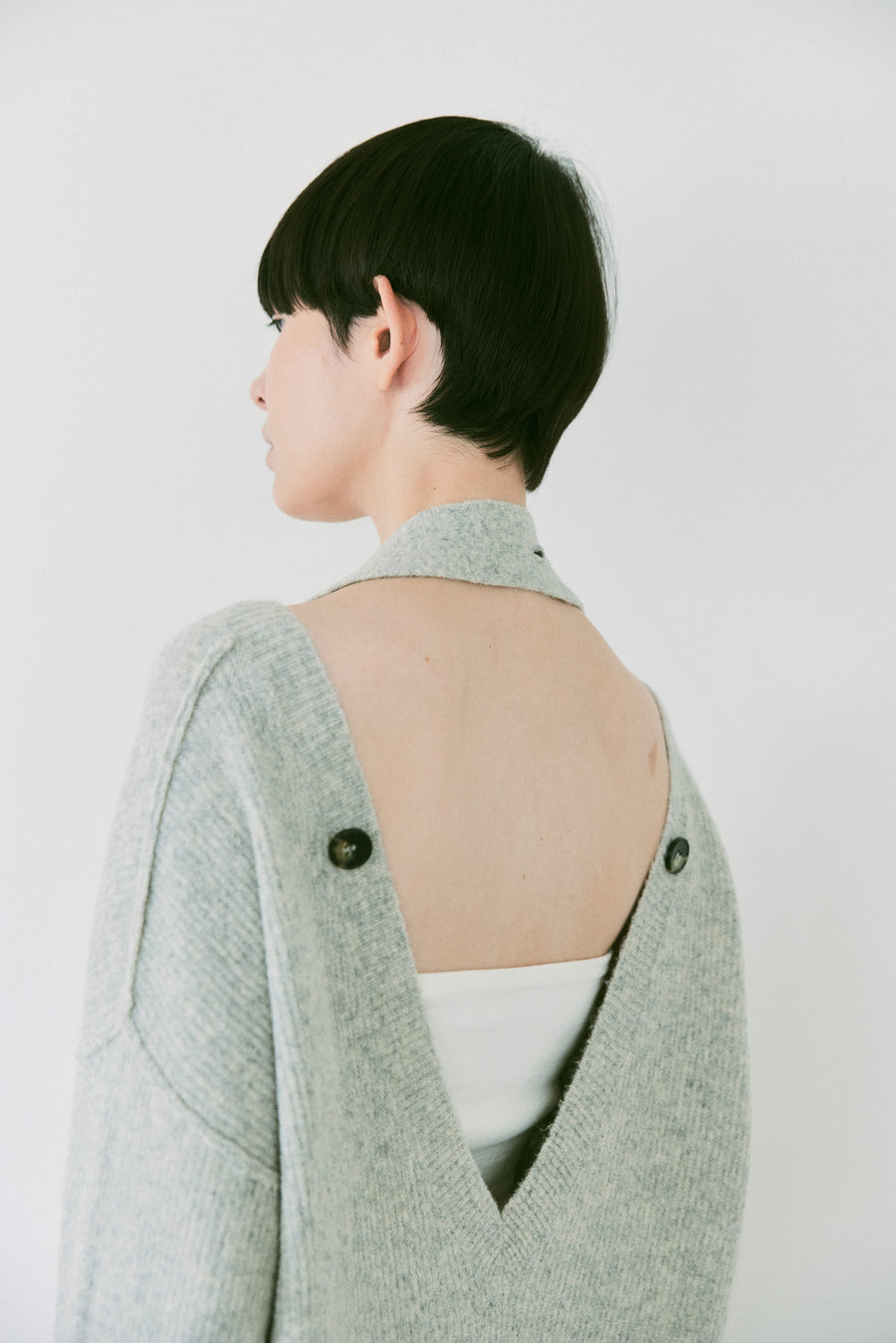 Double Strap V Neck Knit　