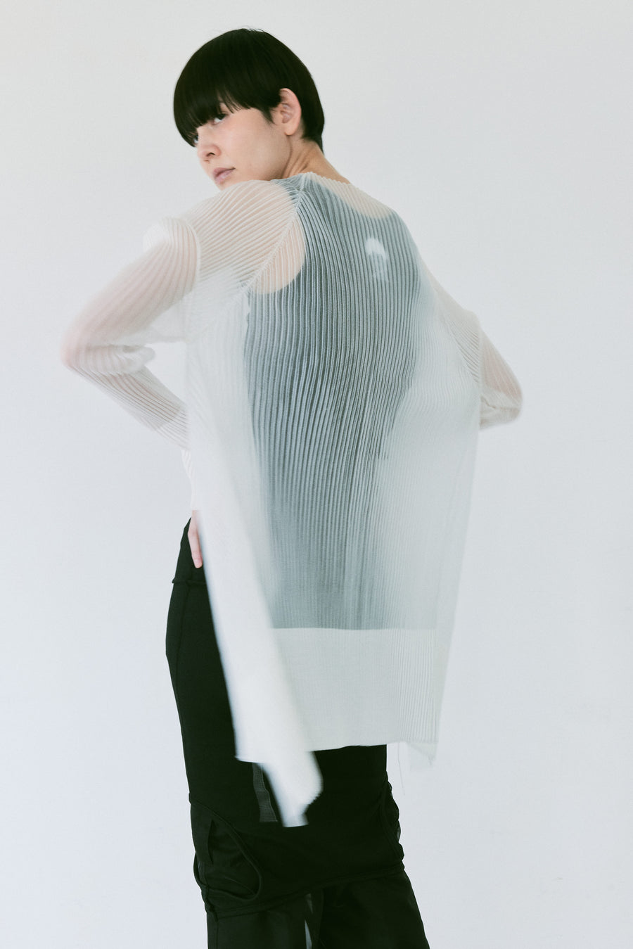3D Sleeve Sheer Cardigan