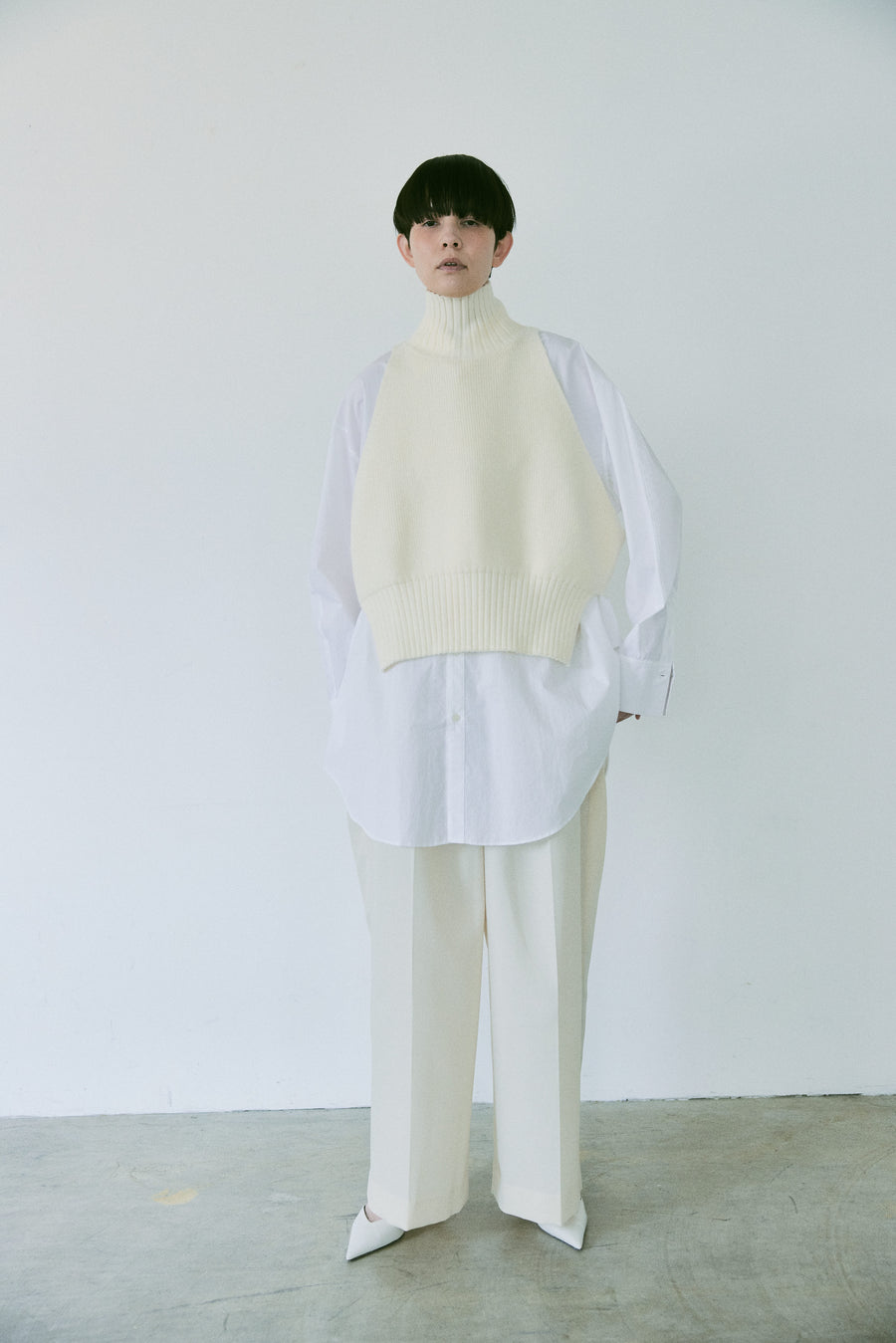 High Neck Wide Open Knit Vest