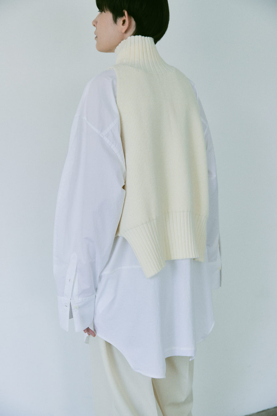 High Neck Wide Open Knit Vest