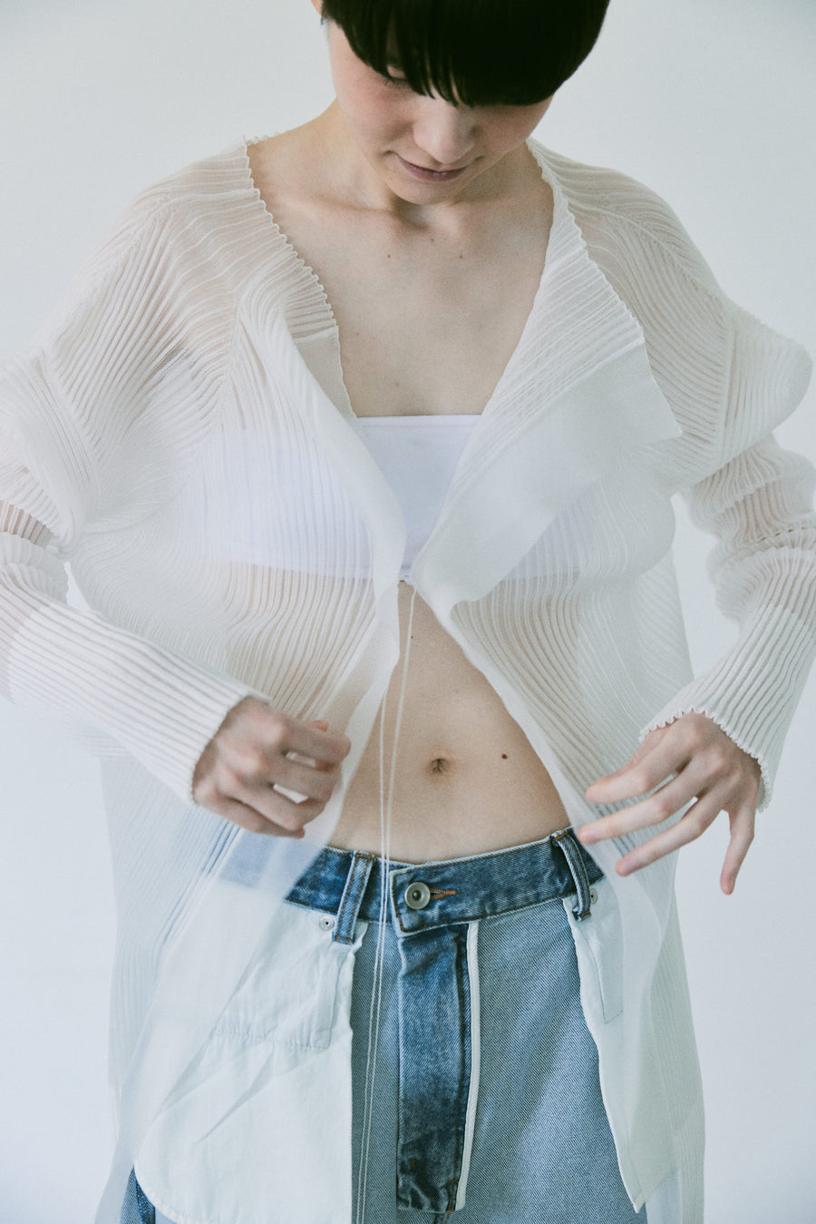 3D Sleeve Sheer Cardigan