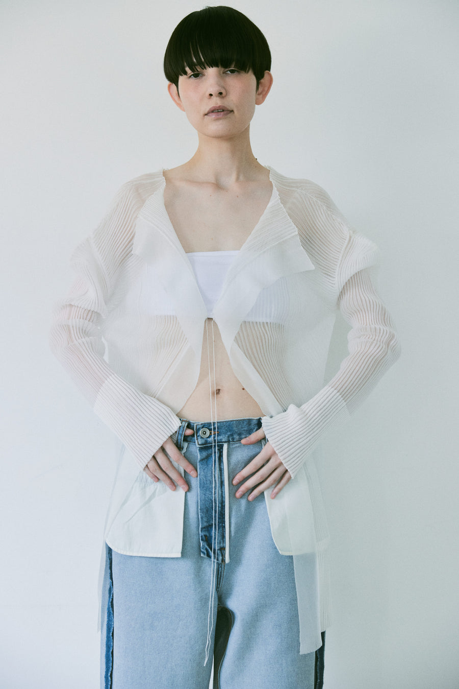 3D Sleeve Sheer Cardigan