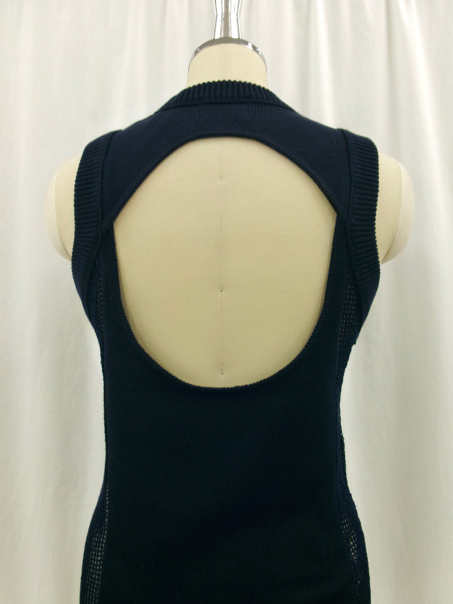 Back Hole Knit Tops