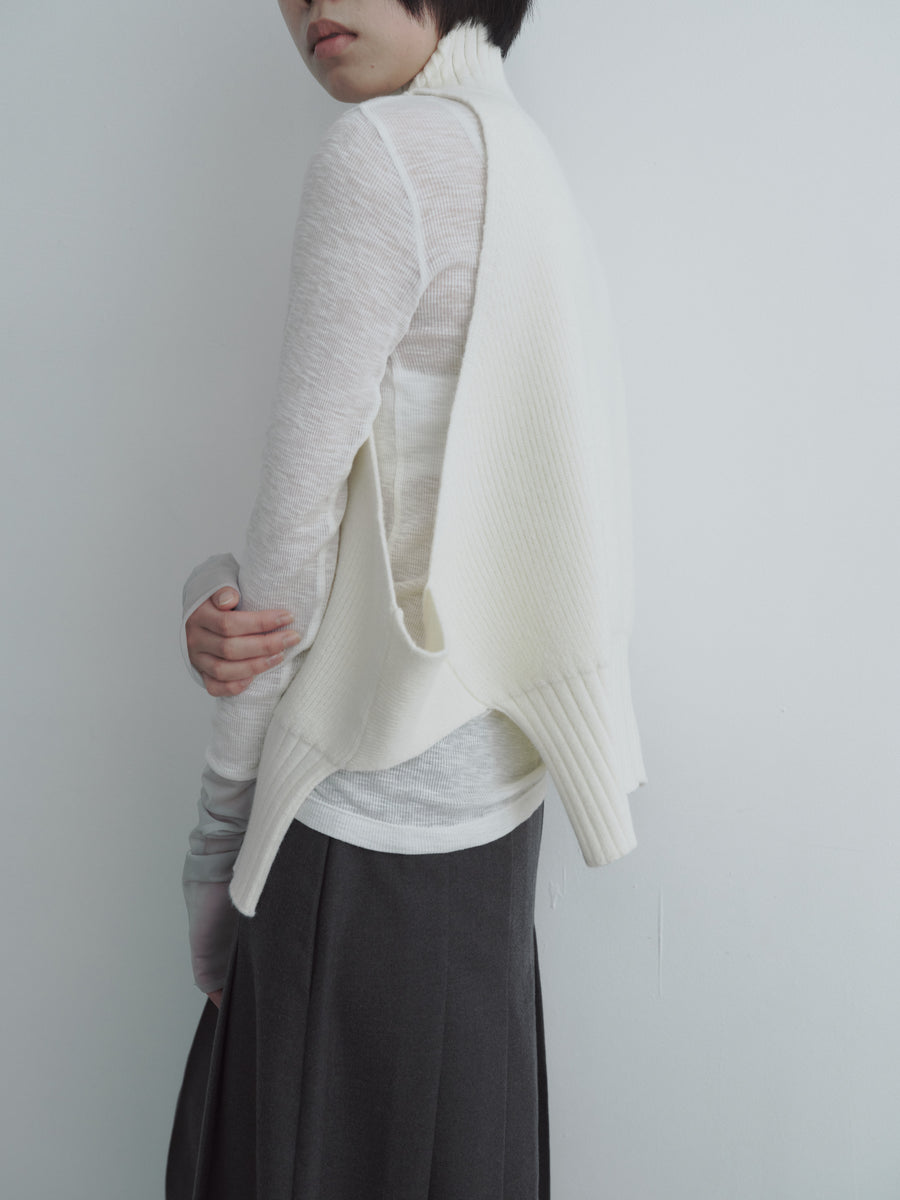 High Neck Wide Open Knit Vest