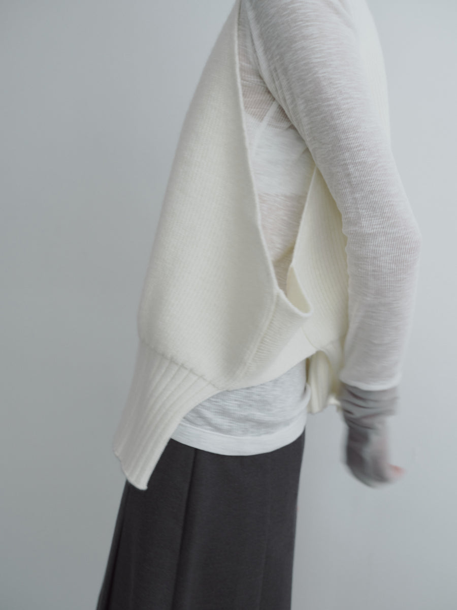 High Neck Wide Open Knit Vest