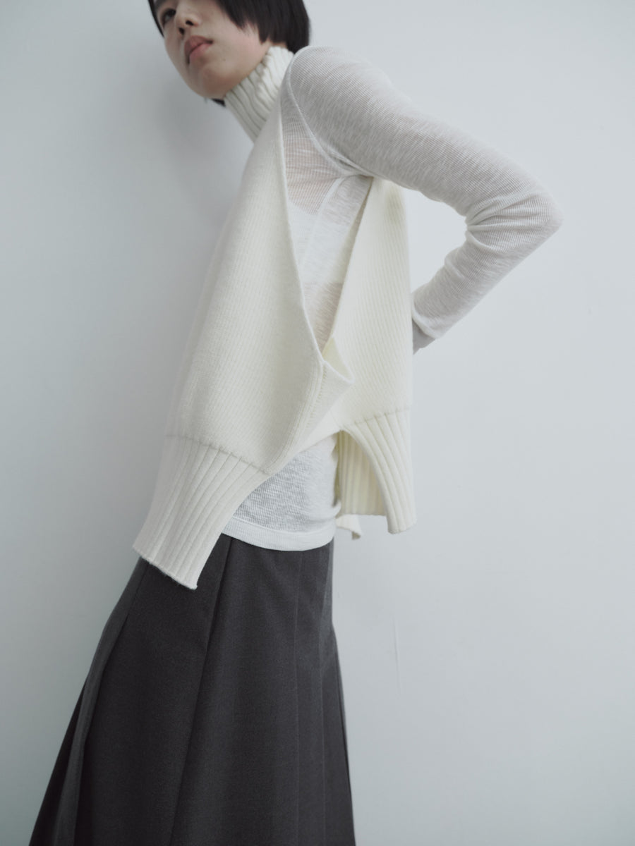 High Neck Wide Open Knit Vest