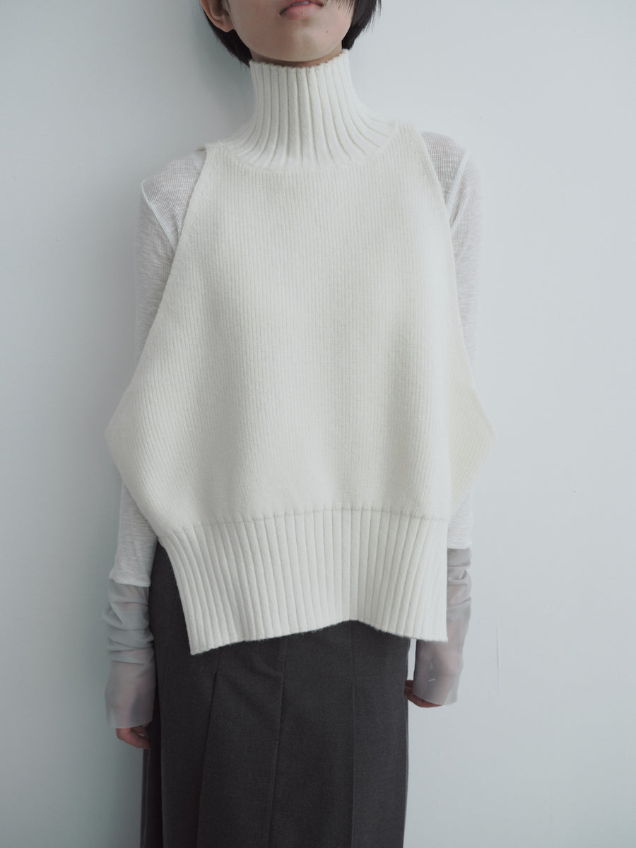 High Neck Wide Open Knit Vest