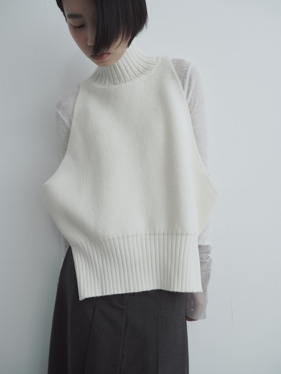 High Neck Wide Open Knit Vest