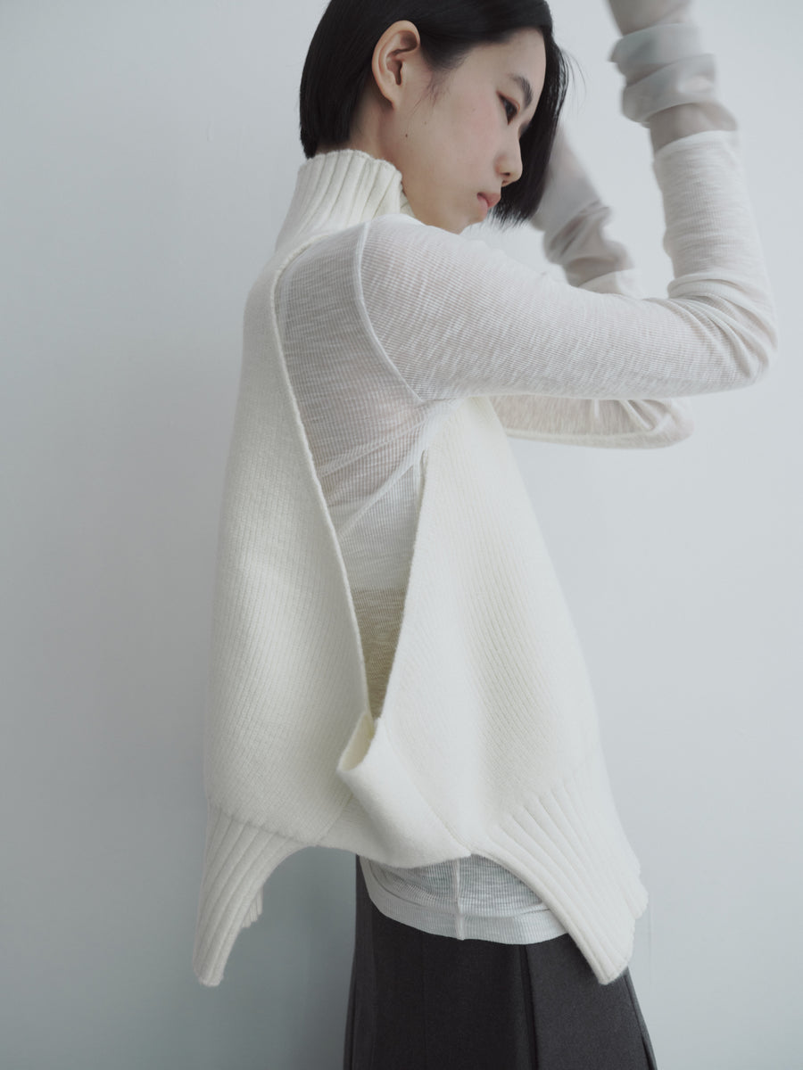 High Neck Wide Open Knit Vest