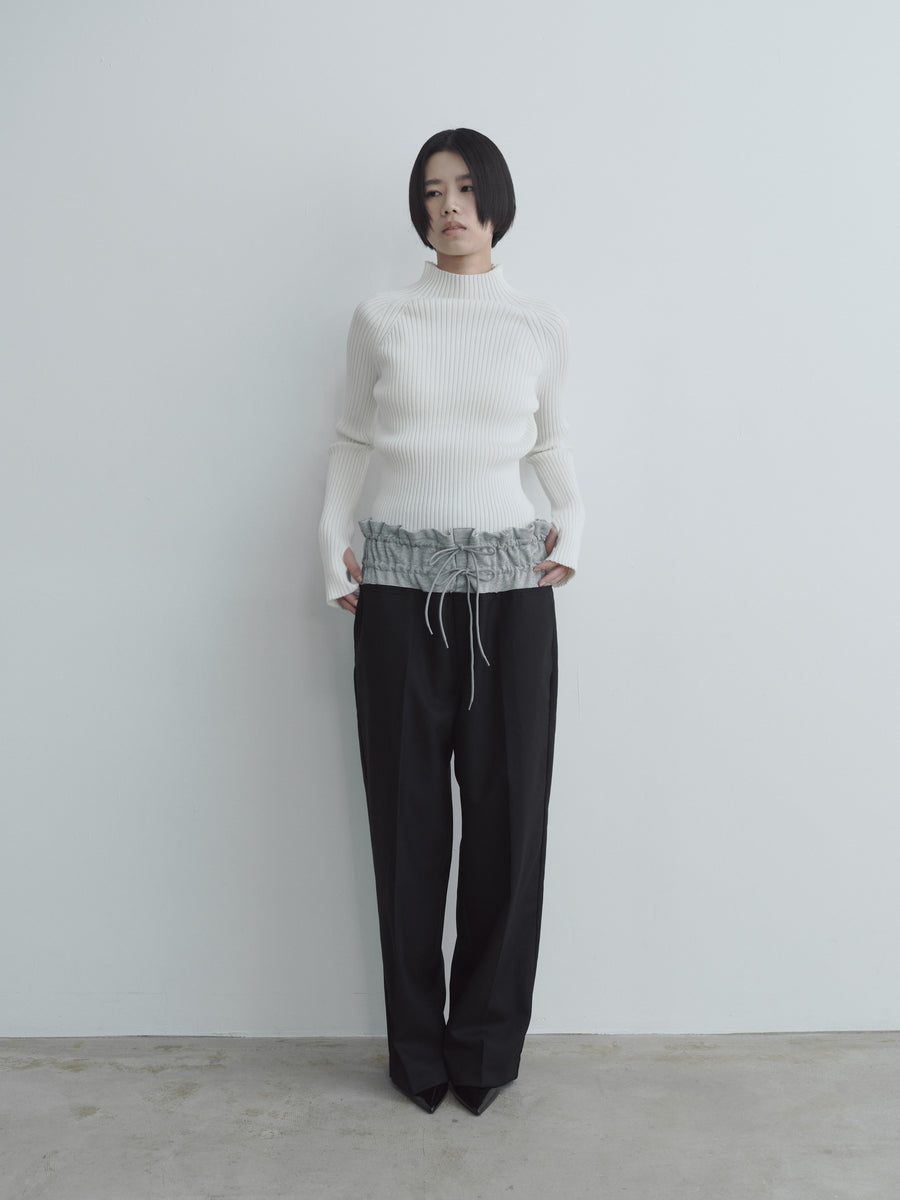 High Neck Rib Knit Tops