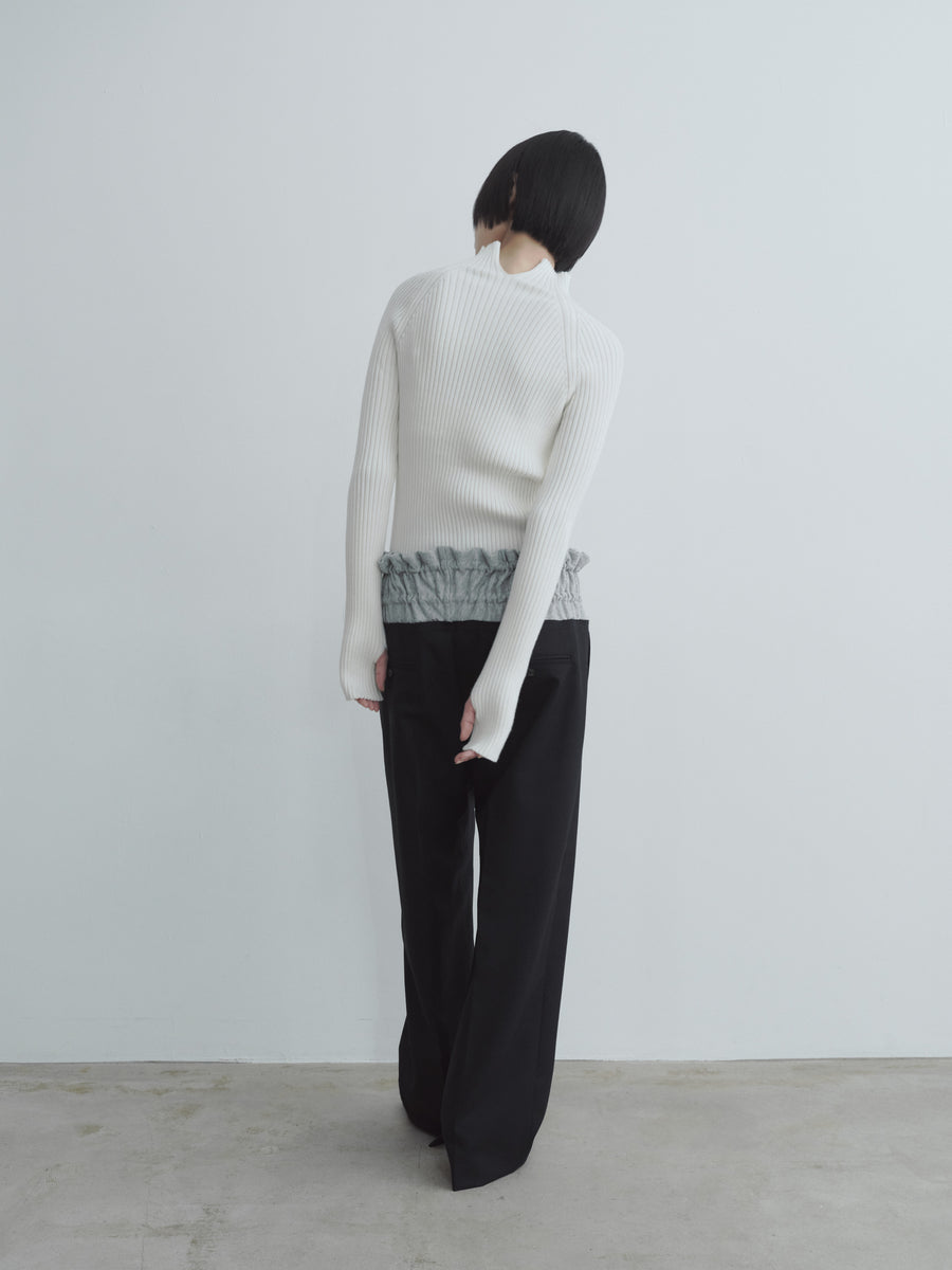 High Neck Rib Knit Tops