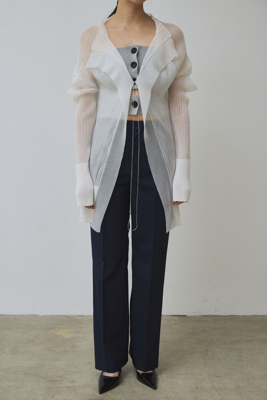 3D Sleeve Sheer Cardigan