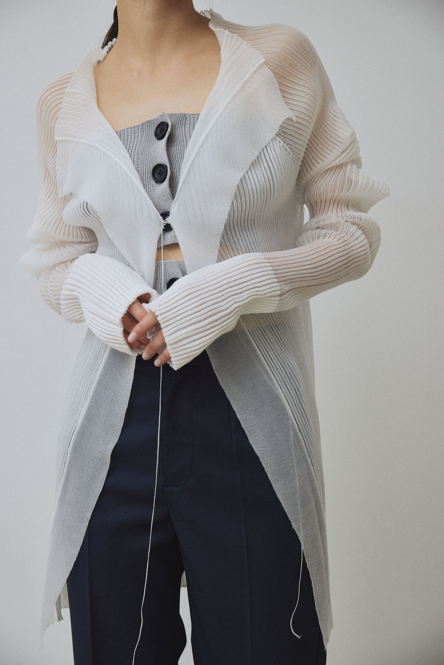 3D Sleeve Sheer Cardigan